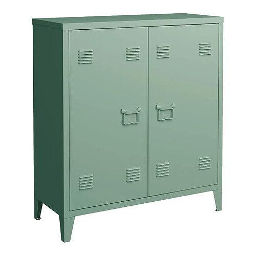 Helloshop26 Casier de bureau armoire meuble de rangement pour bureau atelier chambre acier de bureau métallique à 2 portes 90 x 80 x 33 cm vert pastel mat 03_0006342