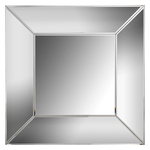 Vivenla Miroir mural ultra design carré avec contour biseauté effet 3D L. 50 x P. 50 x H. 4 cm collection SERRE