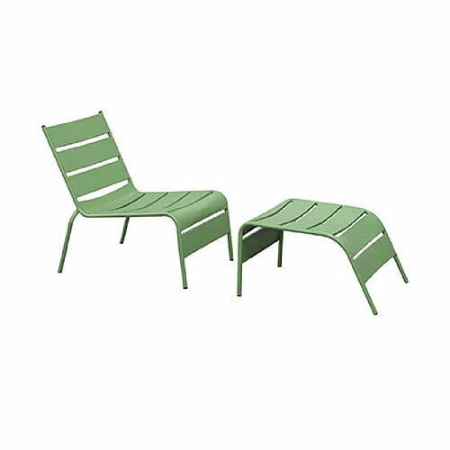 Mes Fauteuil relax de jardin en métal avec repose pieds vert - BACA