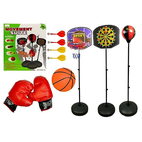 Lean Toys BLOC Ensemble jeux de sport pack 3 en 1 basket-ball fléchettes boxe