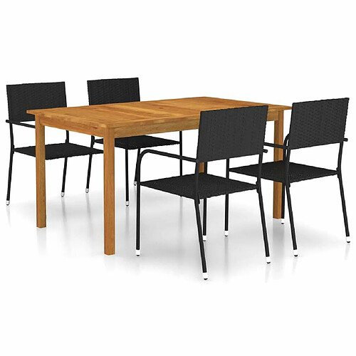 Salle à manger de jardin 5 pcs,Table et chaise à dîner Noir -MN26779