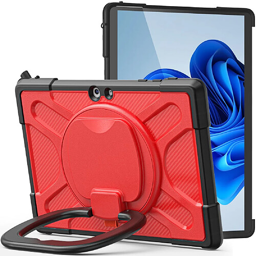 Coque en silicone anti-griffes avec béquille pivotante, rouge pour votre Microsoft Surface Go/Go 2/Go 3 10.5 pouces