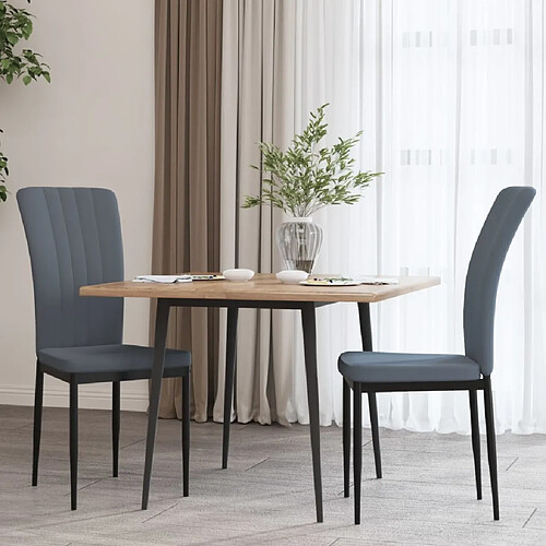 Maison Chic Lot de 2 Chaises à manger,Chaise pour cuisine,Solide Structure Gris foncé Velours -MN92509