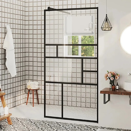 vidaXL Paroi de douche à verre ESG transparent 80x195 cm Noir