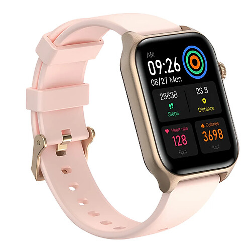 Riversong Montre Connectée Écran Tactile AMOLED 2.01'' Appels et Suivi de Santé Rose Champagne