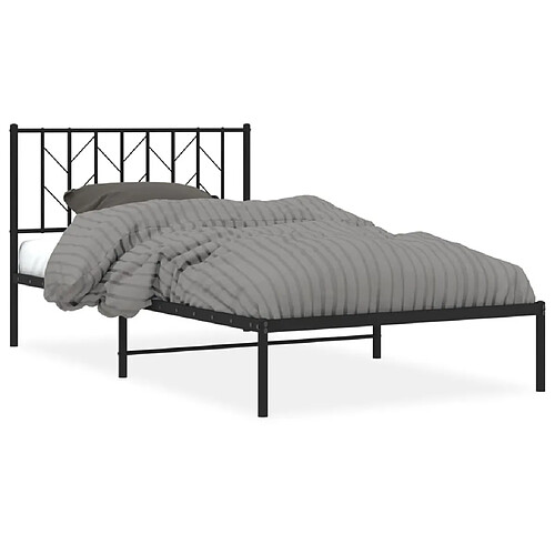 Maison Chic Cadre/structure de lit métal et tête de lit pour adulte - Lit Moderne Chambre noir 107x203 cm -MN22623