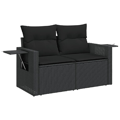 Maison Chic Canapé de jardin avec coussins 2 places | Canapé d'extérieur | Fauteuil,Banquette Jardin noir résine tressée -MN71894