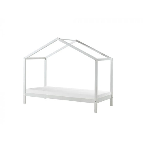 Mes Lit cabane 90x200 cm avec matelas en pin blanc - NINOU