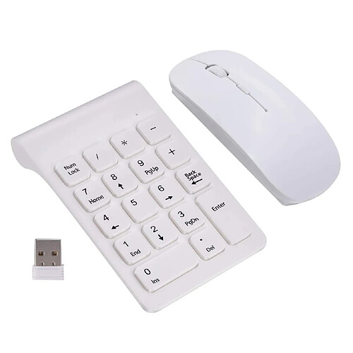 Extensions De Clavier Sans Fil Du Clavier Numérique 2.4G Avec Souris Pour Ordinateur De Bureau Blanc