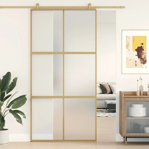 vidaXL Porte coulissante doré 102,5x205 cm verre ESG dépoli aluminium