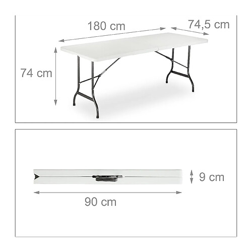 Helloshop26 Se table et 2 bancs pliants pliable jardin 180 cm blanc 13_0002461