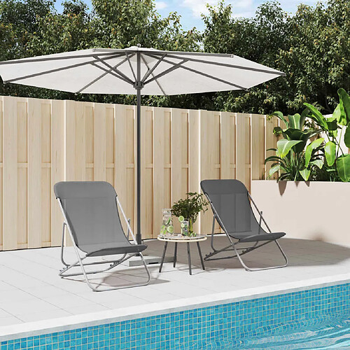 vidaXL Chaises plage pliantes lot de 2 textilène acier enduit poudre