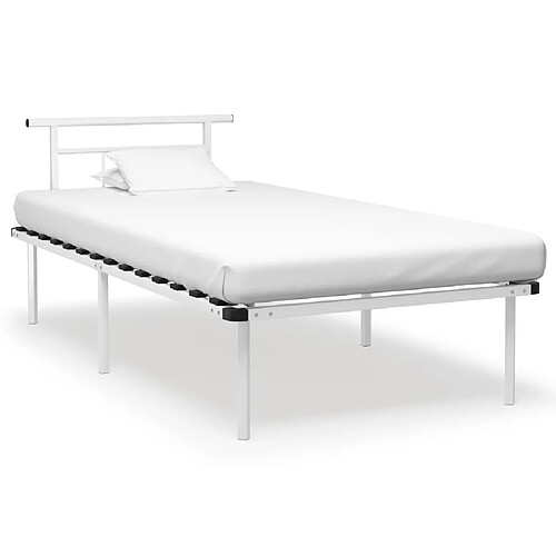 vidaXL Cadre de lit sans matelas blanc métal 100x200 cm