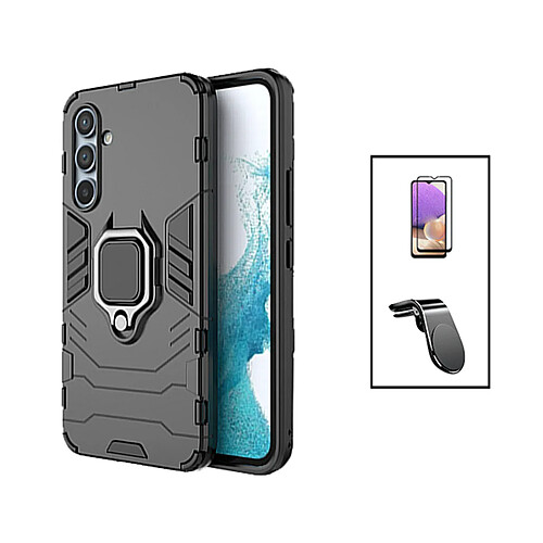 PHONECARE Kit Film Verre Trempé 5D Full Cover + Coque 3X1 Military Defender + Support Magnétique L Safe Driving Voiture pour Samsung Galaxy A24 - Noir