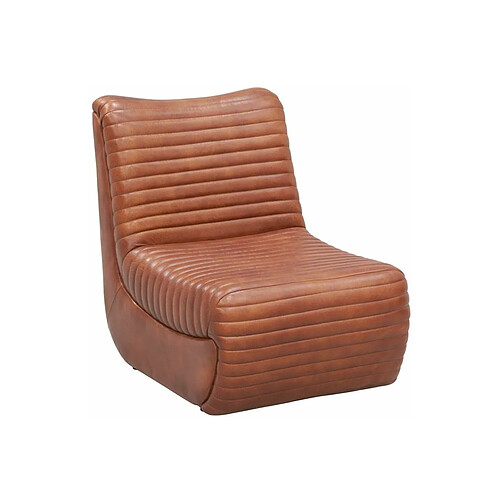 Aubry Gaspard Fauteuil bas en cuir de buffle marron.