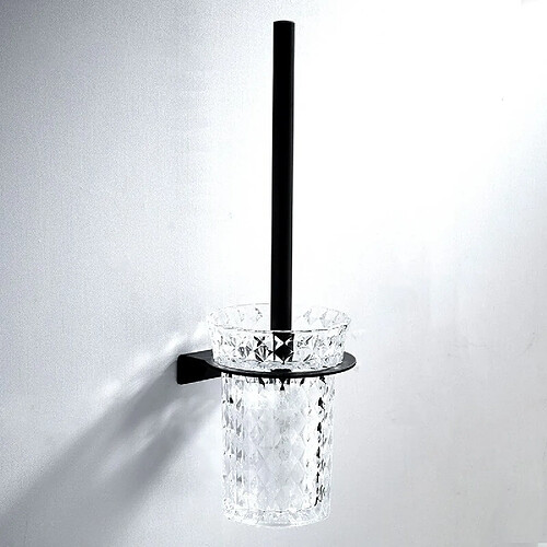 Universal Porte-brosse de toilette en acier inoxydable noir Suspension murale de toilette Brosse de toilette avec tasse Set Quincaillerie Accessoires de toilette(Le noir)