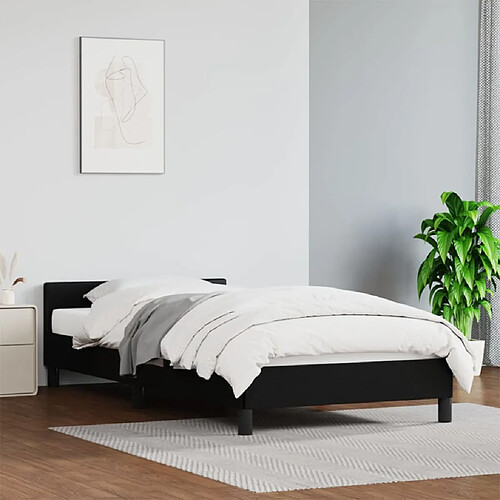 vidaXL Cadre de lit avec tête de lit sans matelas noir 90x200 cm