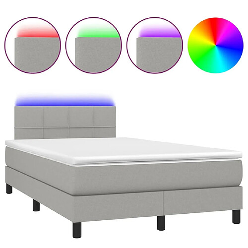 Maison Chic Lit adulte- Lit + matelas + LED,Sommier à lattes de lit matelas LED gris clair 120x190 cm tissu -GKD35743