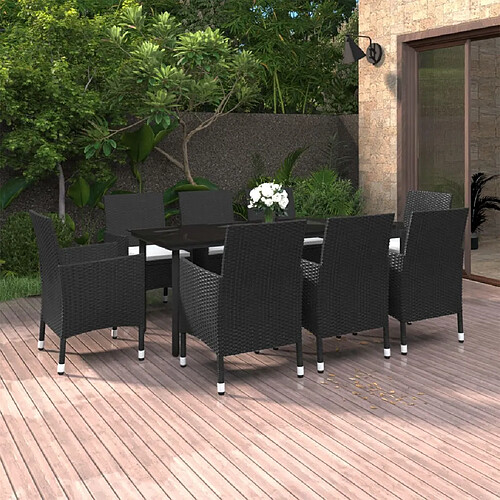 vidaXL Ensemble à dîner de jardin coussins 9 pcs Résine tressée Verre