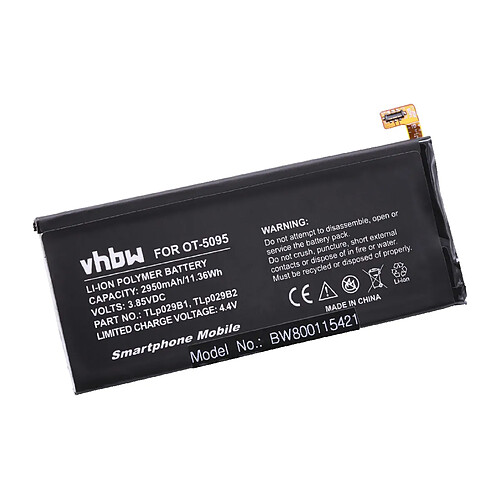 vhbw Li-Polymère batterie 2950mAh (3.85V) pour téléphone portable mobil smartphone comme ALCATEL TLp029B1, TLp029B2