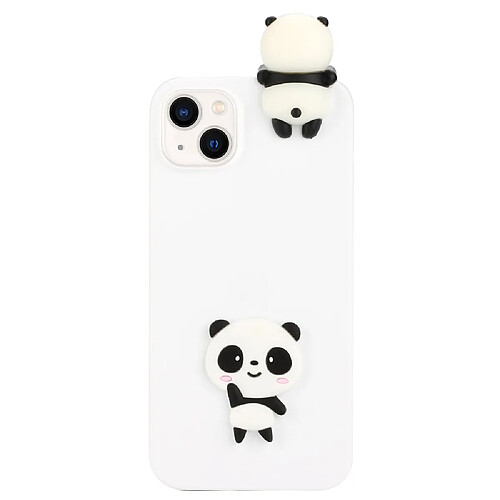 Coque en silicone décor de personnage de dessin animé 3D anti-chute pour votre iPhone 14 Plus - Panda blanc