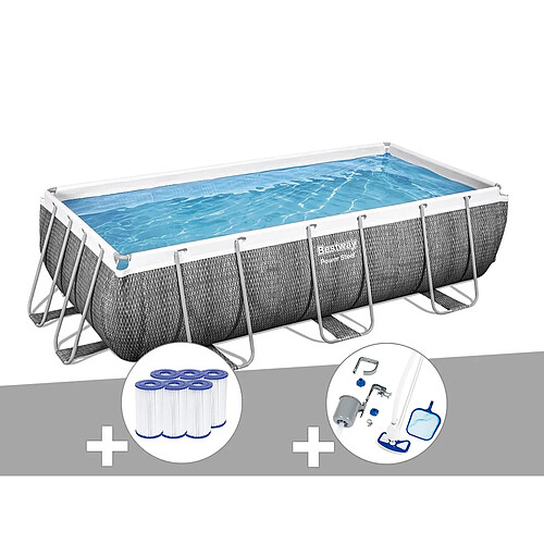 Kit piscine tubulaire rectangulaire Bestway Power Steel 4,04 x 2,01 x 1,00 m + 6 cartouches de filtration + Kit d'entretien Deluxe