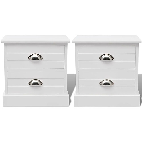 Helloshop26 Table de nuit chevet commode armoire meuble chambre 2 pcs blanc 1402097