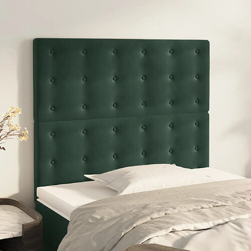 vidaXL Têtes de lit 2 pcs Vert foncé 90x5x78/88 cm Velours