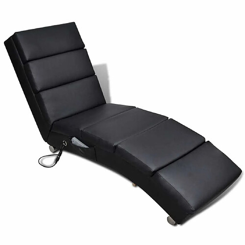 Maison Chic Chaise longue de massage| Bain de soleil Relax | Transat Noir Similicuir -GKD75096