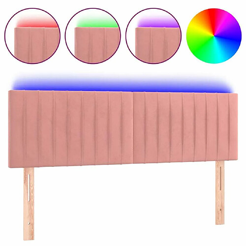 Maison Chic Tête de lit moderne à LED lumineuse pour chambre - Décoration de lit Rose 144x5x78/88 cm Velours -MN83058