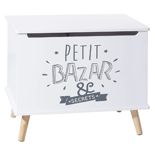 Atmosphera, Createur D'Interieur Coffre de rangement enfant Petit Bazar - L. 58 x H. 38 cm - Blanc