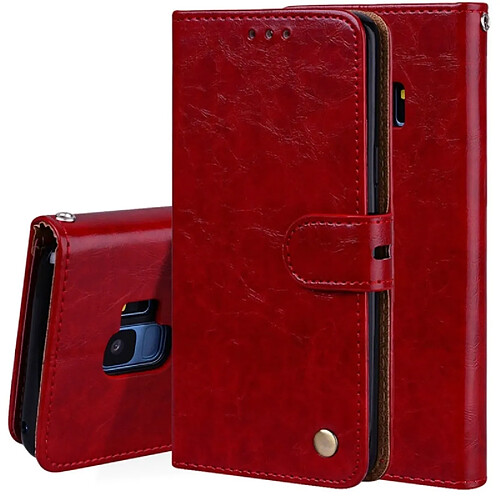 Wewoo Housse Étui rouge pour Samsung Galaxy S9 Texture de la cire d'huile horizontale Flip en cuir avec titulaire et fentes cartes porte-monnaie