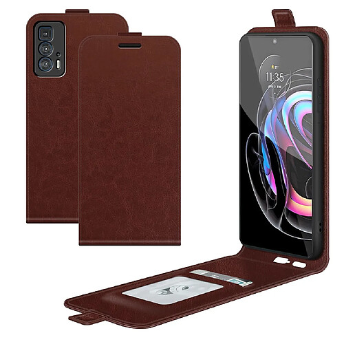 Coque en TPU + PU simple, antichute, Crazy Horse vertical marron pour votre Motorola Edge 20 Pro