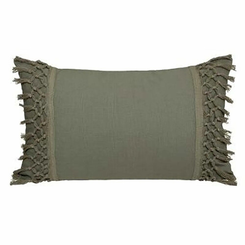 Coussin Déco Coton Macramé 30x50cm Kaki