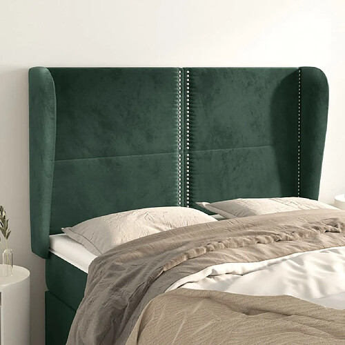 vidaXL Tête de lit avec oreilles Vert foncé 147x23x118/128 cm Velours