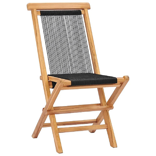 Maison Chic Lot de 2 Chaises pliables de jardin - Fauteuil d'extérieur Bois de teck solide et corde -MN53213