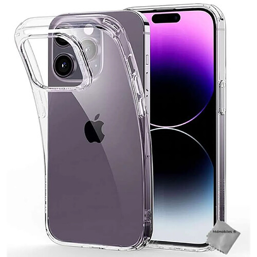 Htdmobiles Coque pour Apple iPhone 14 Pro Max - housse etui silicone gel fine + verre trempe - TRANSPARENT TPU