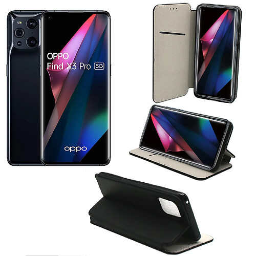 Xeptio Oppo Find X3 PRO 5G Etui noir Protection Portefeuille à Rabat avec Porte Cartes - Housse Oppo Find X3 PRO 5G noire Folio Coque Antichoc