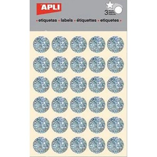 Gommettes rondes Ø 20 mm Holographique Argenté x 90 - Apli Agipa