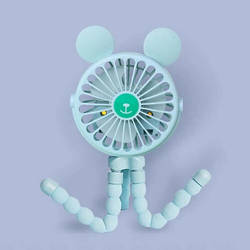 (ED-Bleu) Poussette de Bébé Ventilateur Portable Clip de Ventilateur Extérieur 600mAh USB Rechargeable Portable