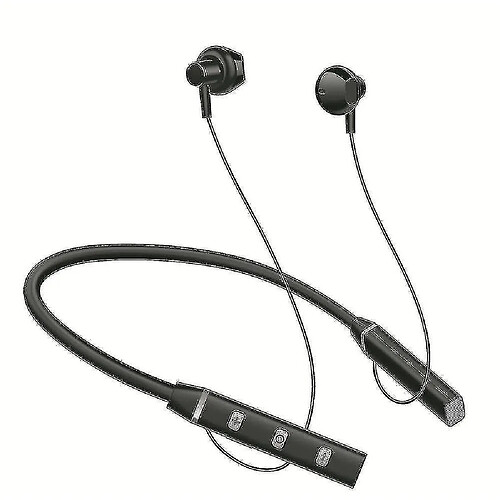 Universal Casque bluetooth sport monté sur le cou, casque sans fil suspendu magnétique sur le cou noir