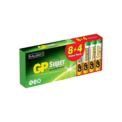 Gp batteries GP - Pack de 12 (8+4) piles LR03 AAA Super Alcaline