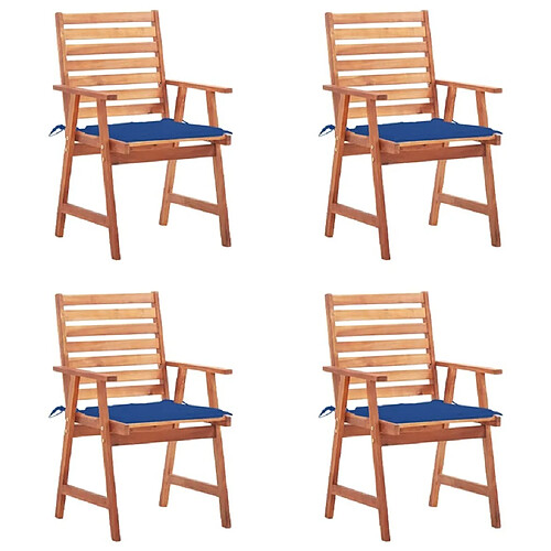 Maison Chic Lot de 4 Chaises à dîner de jardin avec coussins,Fauteuil/Chaises à manger d'extérieur Acacia massif -MN66718