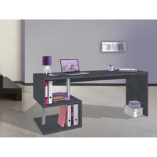 Alter Esse bureau moderne pour bureau et étude avec étagère, Made in Italy, Table d'ordinateur, bureau PC, cm 180x60h78, couleur Gris cendré