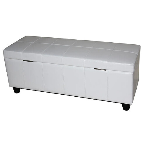 Mendler Banc banquette rembourrée coffre de rangement Kriens, cuir reconstitué, 112x45x45cm ~ blanc