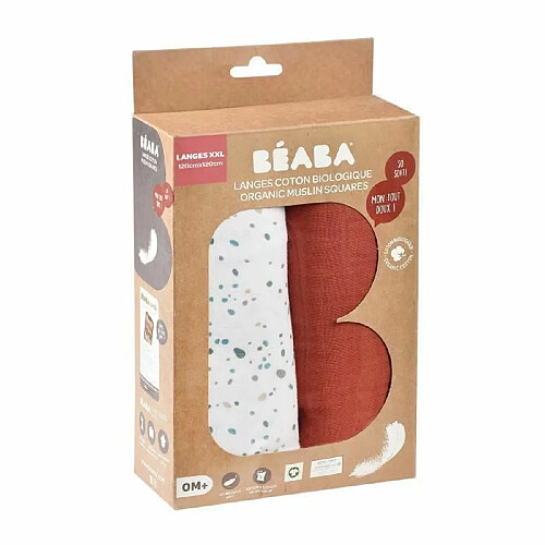 BEABA, Boîte 2 LANGES 120cm - Brique / Terrazzo