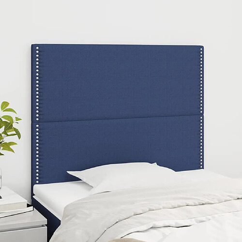 vidaXL Têtes de lit 2 pcs Bleu 80x5x78/88 cm Tissu