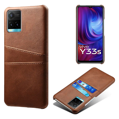 Coque en TPU + PU anti-chocs avec porte-cartes, marron pour votre Vivo Y21/Vivo Y21s/Vivo Y33s