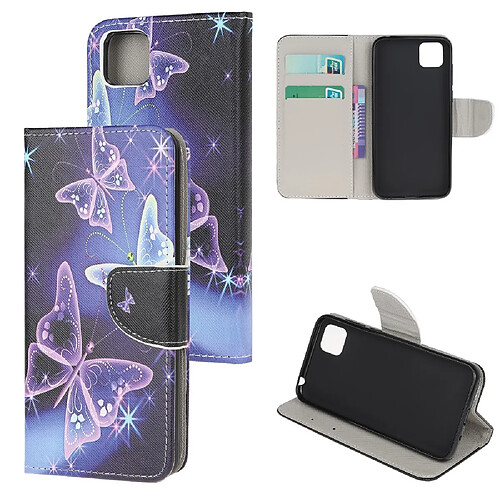 Etui en PU impression de texture croisée avec sangle papillons magiques pour votre Huawei Y5P