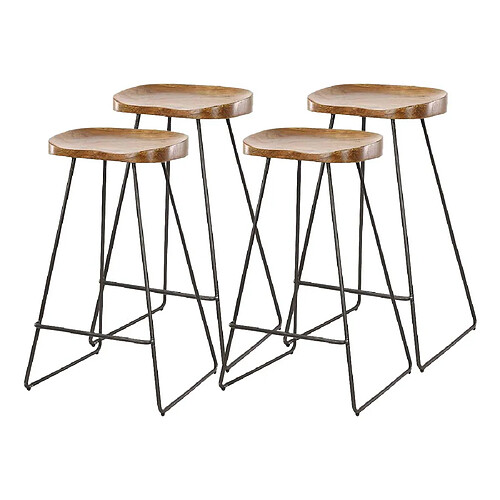 Lisa Design Aradia - lot de 4 tabourets de bar - en bois massif d'acacia